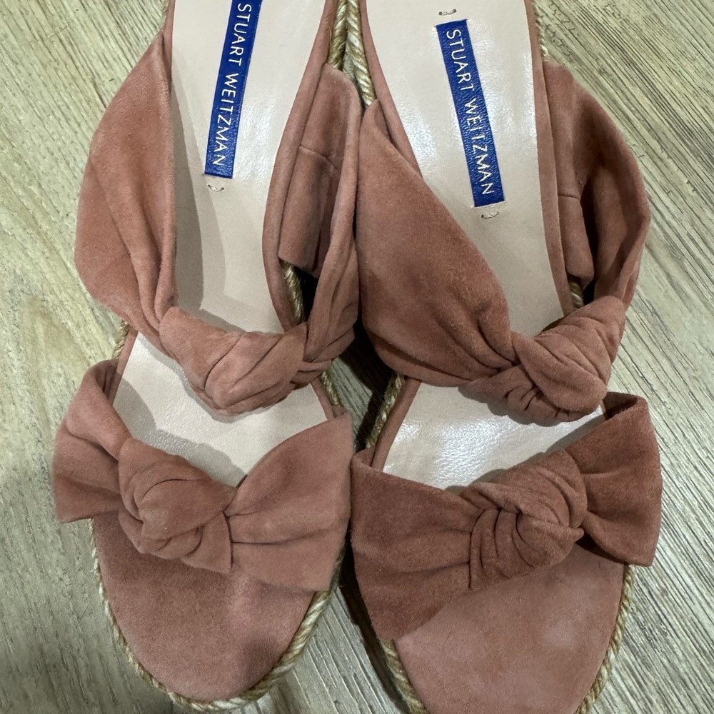 Stuart Weitzman Women's Dessert Rose Suede Wedges